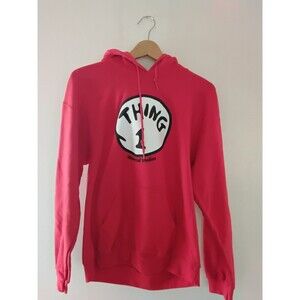 Universal Studios Thing 1 Red Fleece Hoodie Graphic Print Men's Size M Pullover